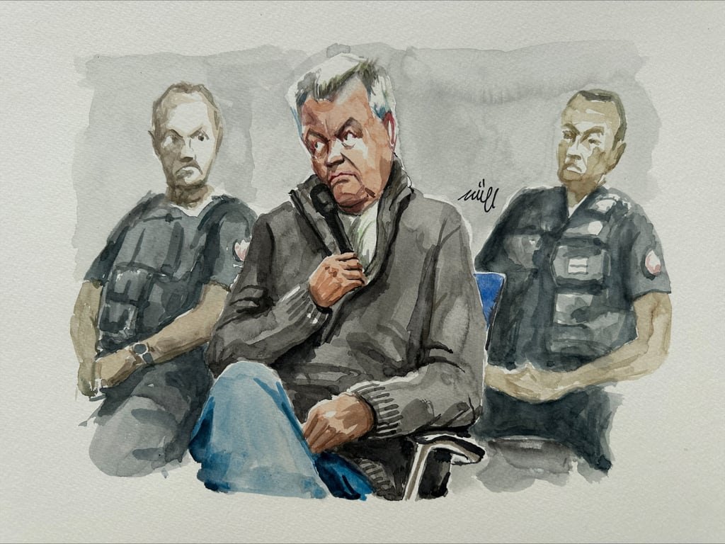 A courtroom sketch of Dominique Pelicot at the courthouse in Avignon, France, on September 17. Photo: Reuters A courtroom sketch of Dominique Pelicot at the courthouse in Avignon, France, on September 17. Photo: Reuters