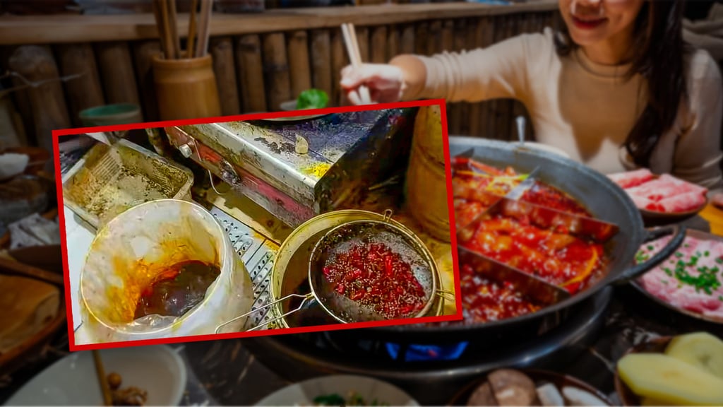 A restaurant in China is being investigated for using a mixture of old and new cooking oil in its hotpot dishes. Photo: SCMP composite/Shutterstock/Douyin A restaurant in China is being investigated for using a mixture of old and new cooking oil in its hotpot dishes. Photo: SCMP composite/Shutterstock/Douyin