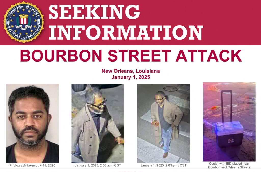 Video surveillance still images of Shamsud-Din Jabbar before he drove a truck into a crowd in New Orleans. Photo: FBI via Reuters Video surveillance still images of Shamsud-Din Jabbar before he drove a truck into a crowd in New Orleans. Photo: FBI via Reuters