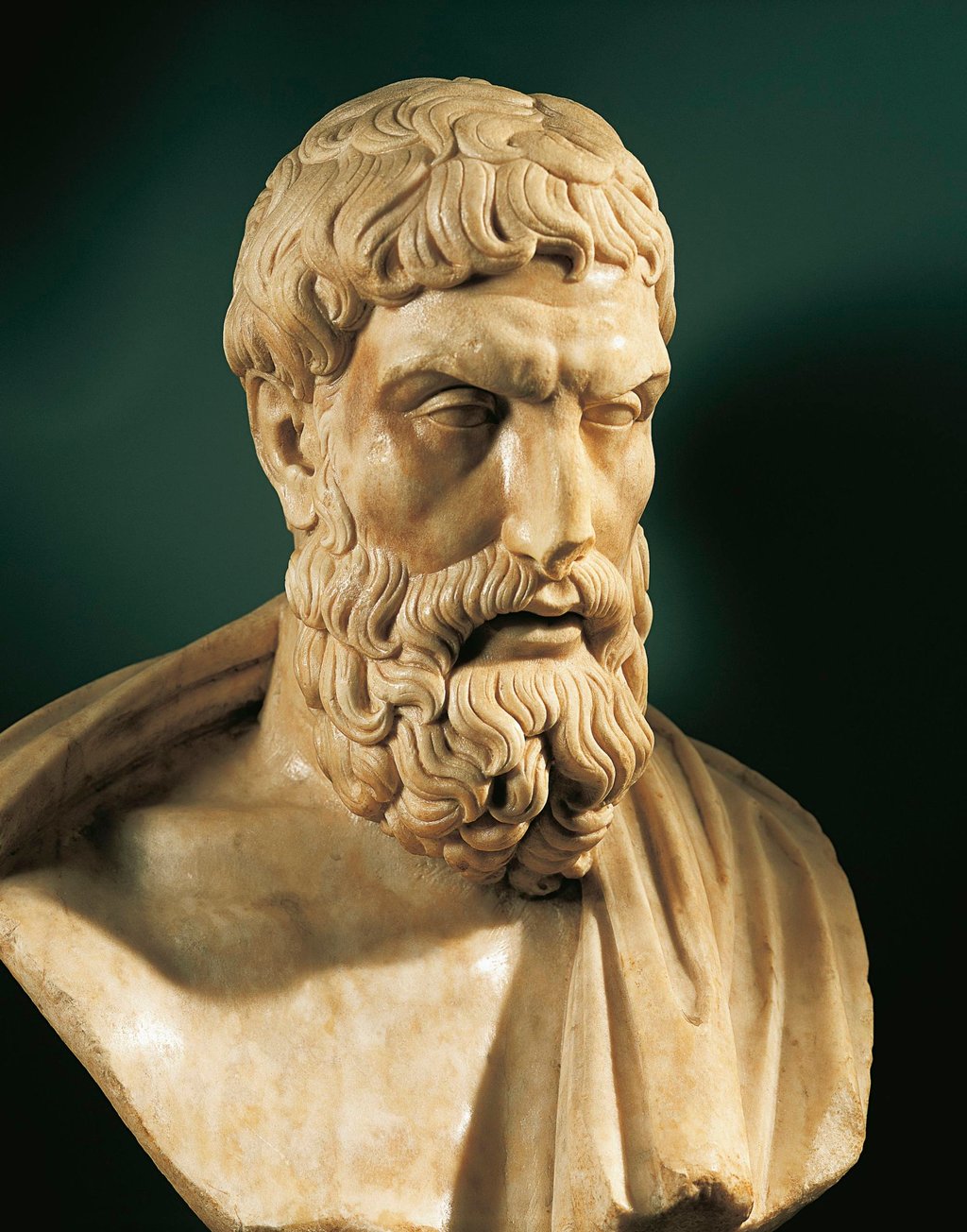 A bust of Greek philosopher Epicurus. A paradox attributed to him uses human logic to demonstrate the impossibility for an all-loving god to coexist with evil in the world. Photo: Getty Images A bust of Greek philosopher Epicurus. A paradox attributed to him uses human logic to demonstrate the impossibility for an all-loving god to coexist with evil in the world. Photo: Getty Images