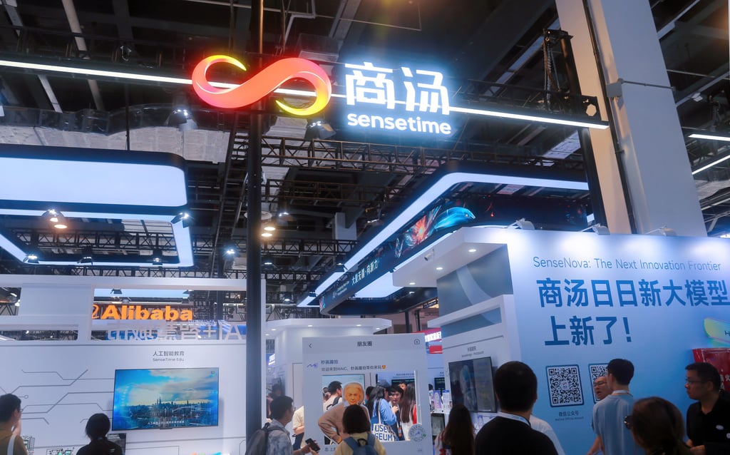 SenseTime’s stand at the 2024 World Artificial Intelligence Conference in Shanghai. Photo: NurPhoto via Getty Images SenseTime’s stand at the 2024 World Artificial Intelligence Conference in Shanghai. Photo: NurPhoto via Getty Images