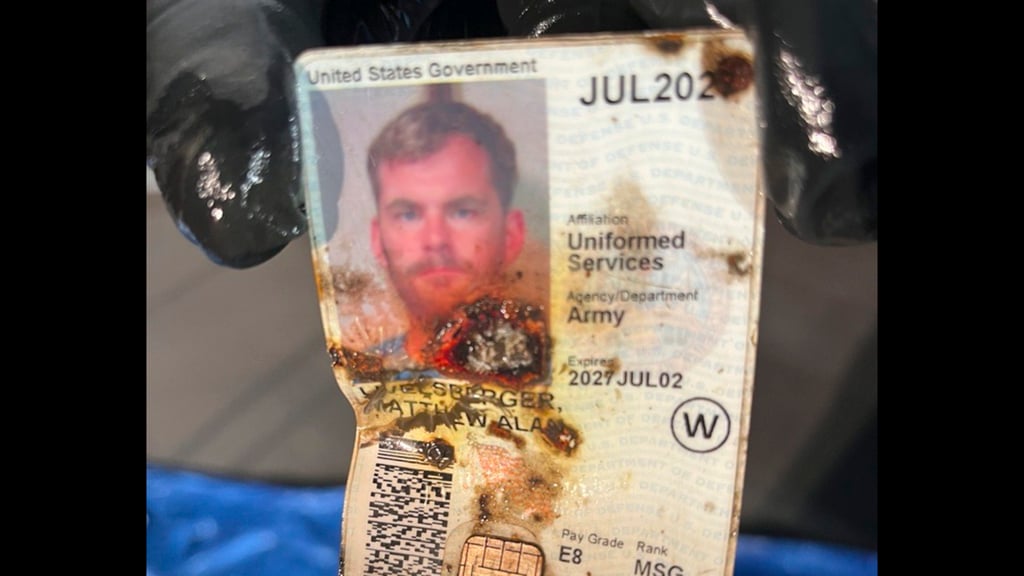 An ID belonging to Matthew Livelsberger, found inside the Tesla Cybertruck. Photo: Las Vegas Police Department via AP An ID belonging to Matthew Livelsberger, found inside the Tesla Cybertruck. Photo: Las Vegas Police Department via AP