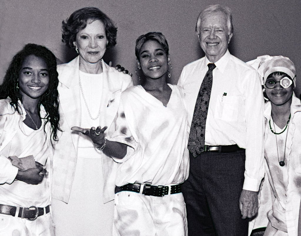 Jimmy Carter and his wife Rosalynn Carter with TLC members Rozonda “Chilli” Thomas (left), Tionne “T-Boz” Watkins (centre) and Lisa “Left Eye” Lopes (right) backstage at the Omni Coliseum in Atlanta, Georgia, in 1993. Photo: Getty Images Jimmy Carter and his wife Rosalynn Carter with TLC members Rozonda “Chilli” Thomas (left), Tionne “T-Boz” Watkins (centre) and Lisa “Left Eye” Lopes (right) backstage at the Omni Coliseum in Atlanta, Georgia, in 1993. Photo: Getty Images