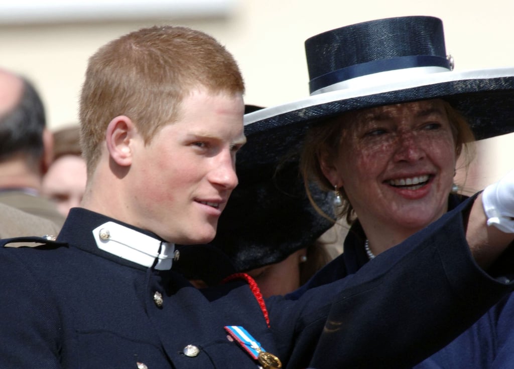Prince Harry talks to his former nanny Tiggy Legge-Bourke at his passing-out at Sandhurst Military Academy, in 2006. Photo: Getty Images Prince Harry talks to his former nanny Tiggy Legge-Bourke at his passing-out at Sandhurst Military Academy, in 2006. Photo: Getty Images