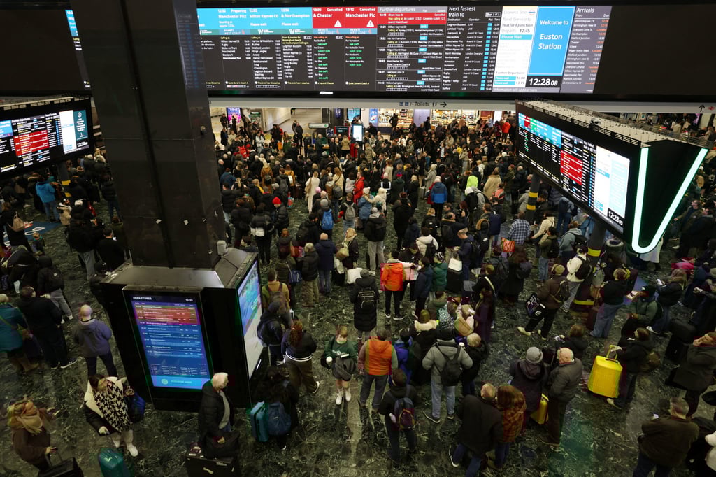 Euston Station in London on Sunday. Photo: Reuters
