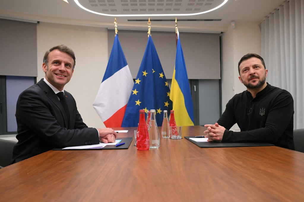 France’s President Emmanuel Macron and Ukraine’s President Volodymyr Zelensky in Brussels, Belgium in December. Photo: Reuters France’s President Emmanuel Macron and Ukraine’s President Volodymyr Zelensky in Brussels, Belgium in December. Photo: Reuters