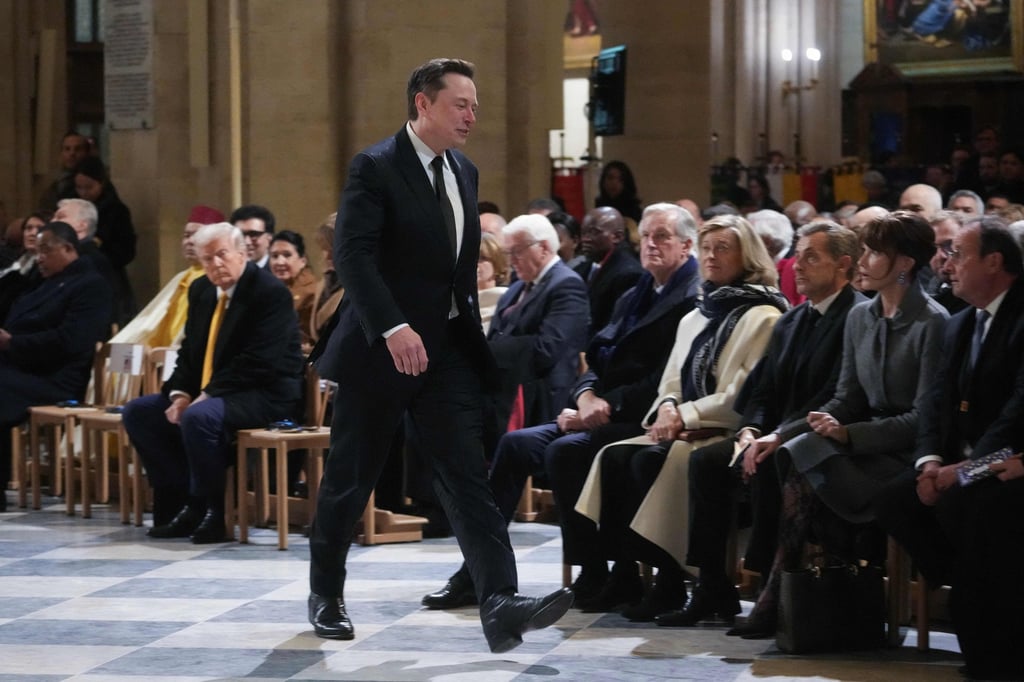 Elon Musk at the reopening of the landmark Notre-Dame Cathedral in Paris on December 7. Photo: AFP Elon Musk at the reopening of the landmark Notre-Dame Cathedral in Paris on December 7. Photo: AFP