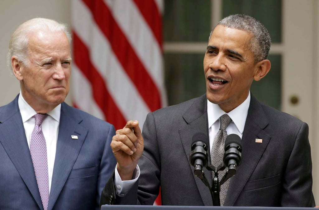 US President Barack Obama delivers remarks next to Vice-President Joe Biden about the Affordable Care Act on June 25, 2015. Photo: Reuters US President Barack Obama delivers remarks next to Vice-President Joe Biden about the Affordable Care Act on June 25, 2015. Photo: Reuters