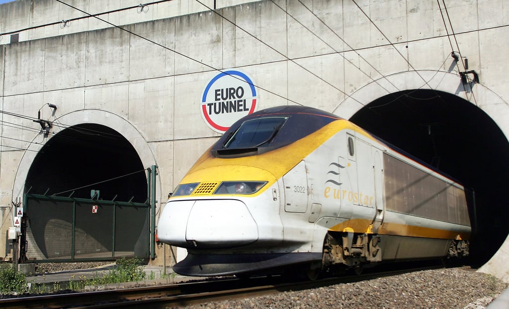 An train emerges from the undersea tunnel that connects Britain and Europe by rail. Photo: AFP/Getty Images/TNS An train emerges from the undersea tunnel that connects Britain and Europe by rail. Photo: AFP/Getty Images/TNS