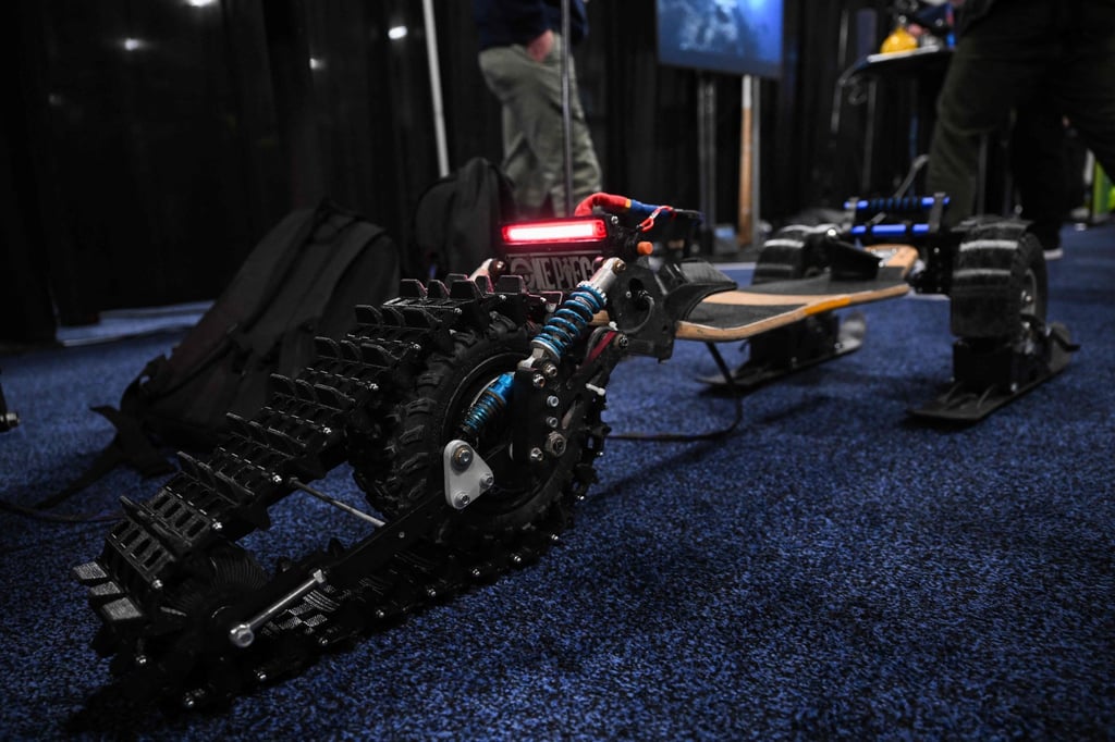 Getting into skateboarding during the Covid-19 pandemic inspired the Sternboard’s creators to make their electric-powered off-road board, and now a version (above) for use in snow. Photo: AFP Getting into skateboarding during the Covid-19 pandemic inspired the Sternboard’s creators to make their electric-powered off-road board, and now a version (above) for use in snow. Photo: AFP