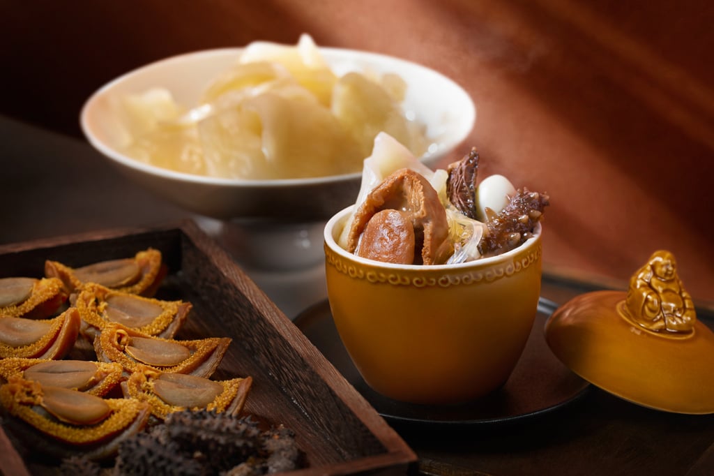 Daai Zaak’s double-boiled abalone soup, with fish maw, sea cucumber and mushroom. Photo: Daai Zaak Daai Zaak’s double-boiled abalone soup, with fish maw, sea cucumber and mushroom. Photo: Daai Zaak