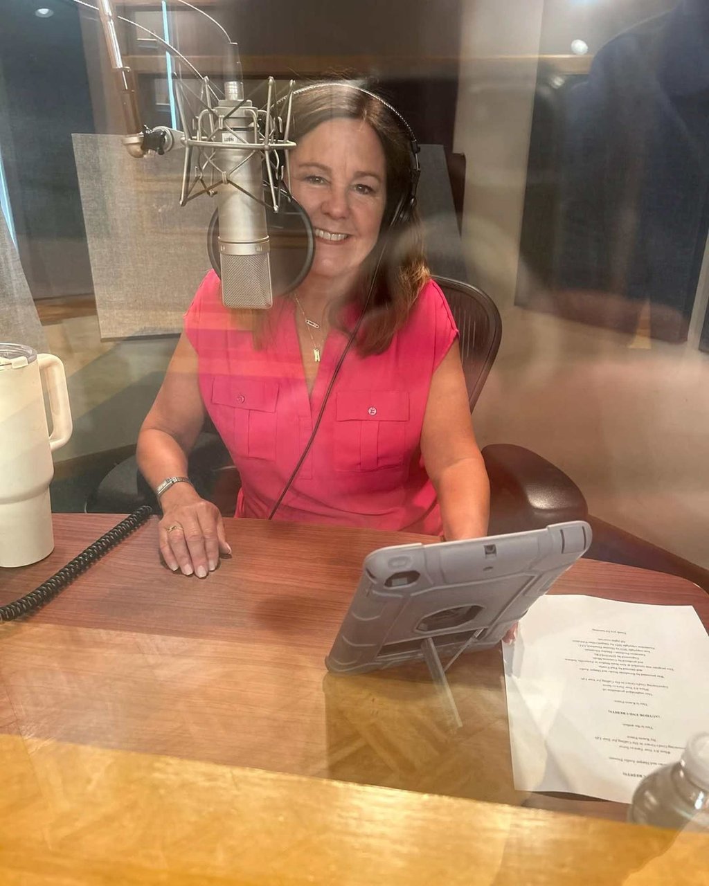 Karen Pence recording the audio version of her book When It’s Your Turn to Serve. Photo: @karen.pence/Instagram Karen Pence recording the audio version of her book When It’s Your Turn to Serve. Photo: @karen.pence/Instagram