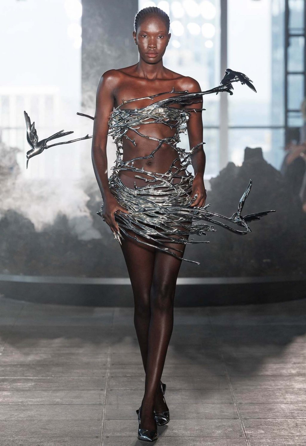 The sculptural bird dress that closed Grace Ling’s New York spring/summer 2025 show. Photo: Handout
