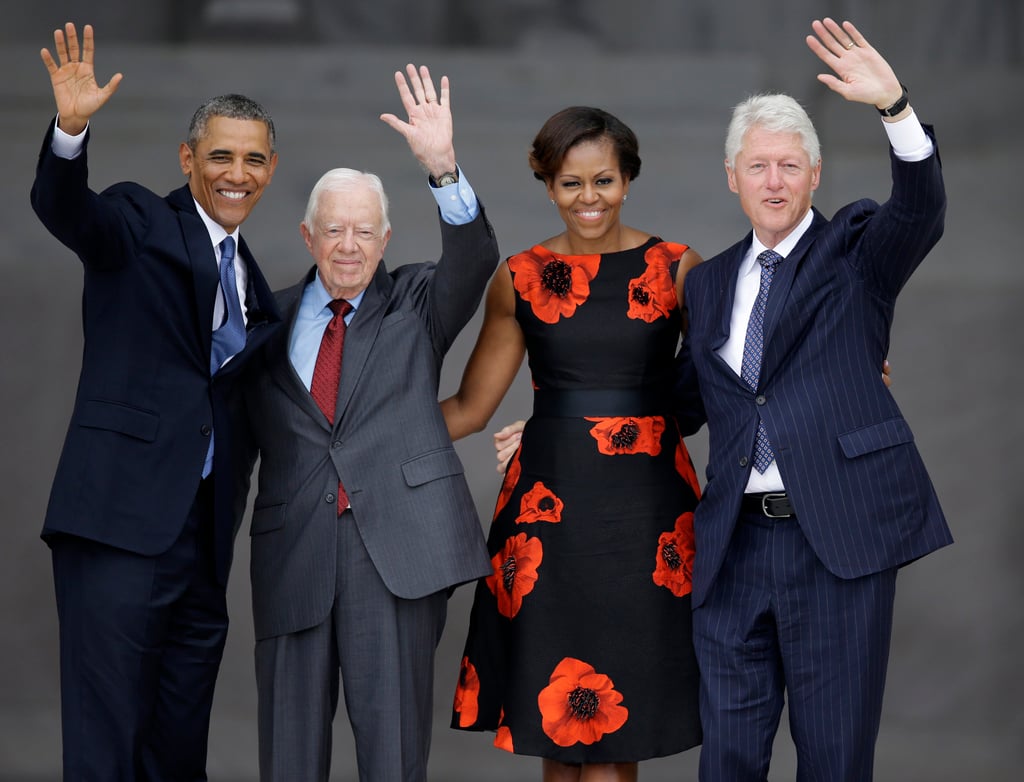 (From left) Then US President Barack Obama, former president Jimmy Carter, first lady Michelle Obama and former president Bill Clinton wave to the crowd from the steps of the Lincoln Memorial in Washington in August 2013. Photo: AP (From left) Then US President Barack Obama, former president Jimmy Carter, first lady Michelle Obama and former president Bill Clinton wave to the crowd from the steps of the Lincoln Memorial in Washington in August 2013. Photo: AP