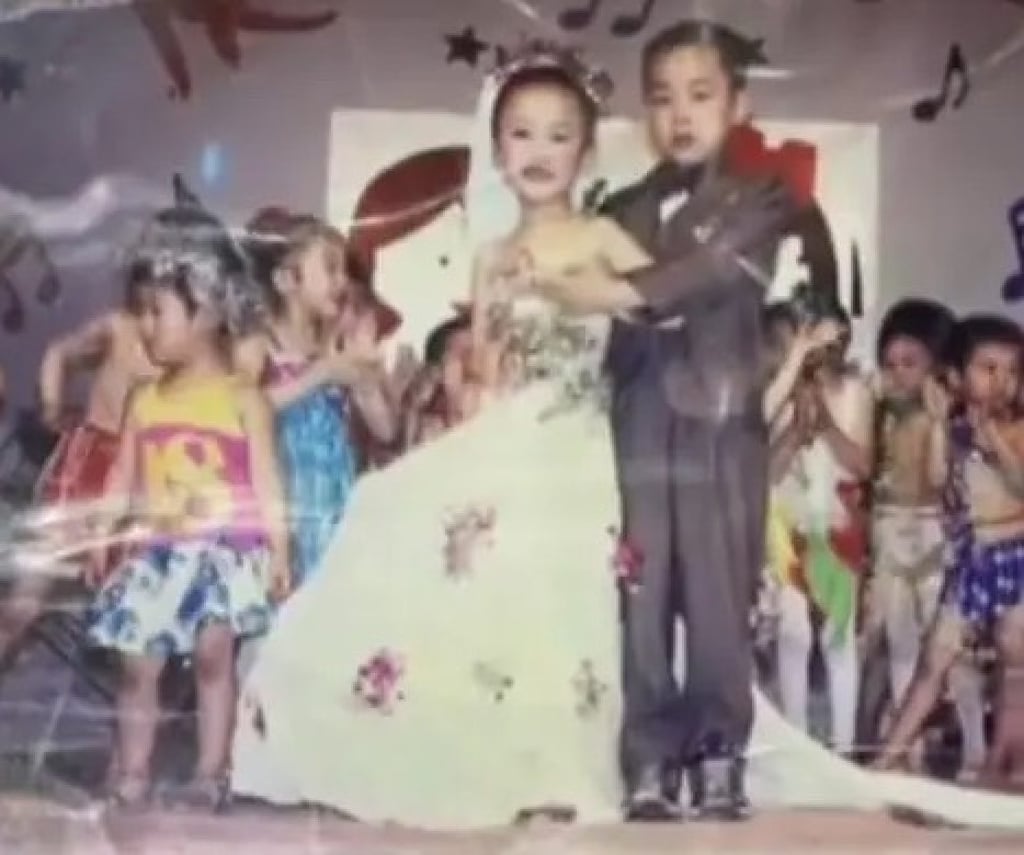 Young love: The couple are pictured together in their kindergarten days. Photo: Douyin Young love: The couple are pictured together in their kindergarten days. Photo: Douyin