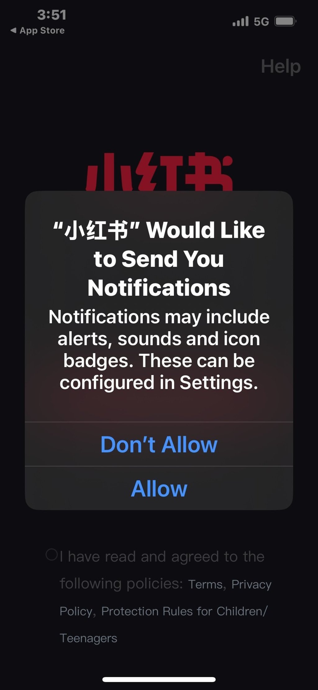 Image: Step 3 in setting up a RedNote account on your phone. Photo: RedNote