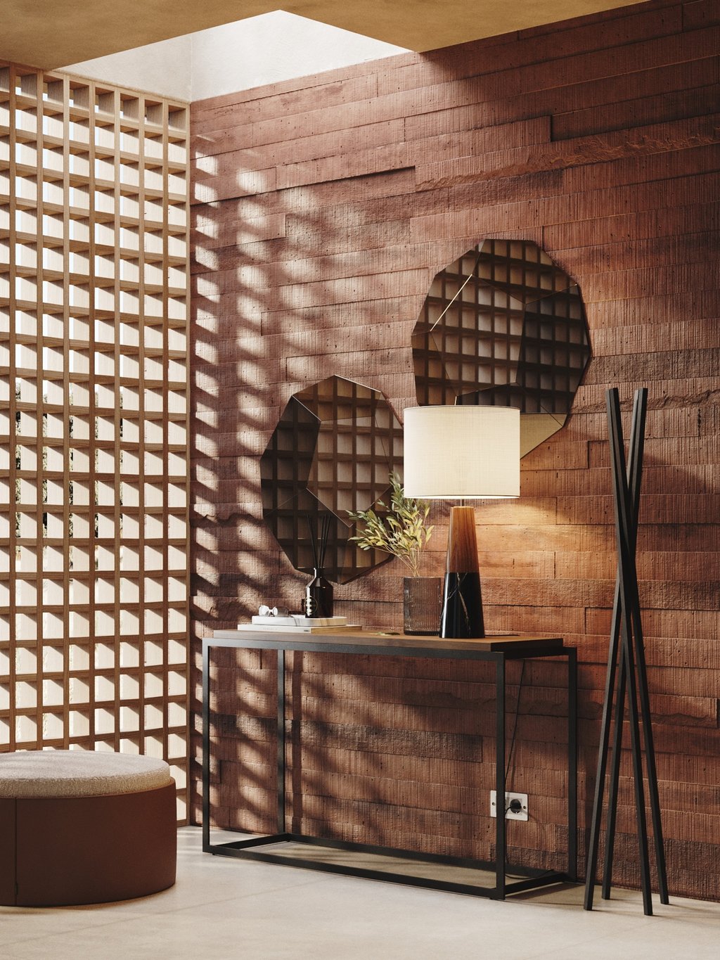 Entrance hall with feature wall in Mocha Mousse, Pantone’s 2025 colour of the year. Photo: Laskasas Entrance hall with feature wall in Mocha Mousse, Pantone’s 2025 colour of the year. Photo: Laskasas