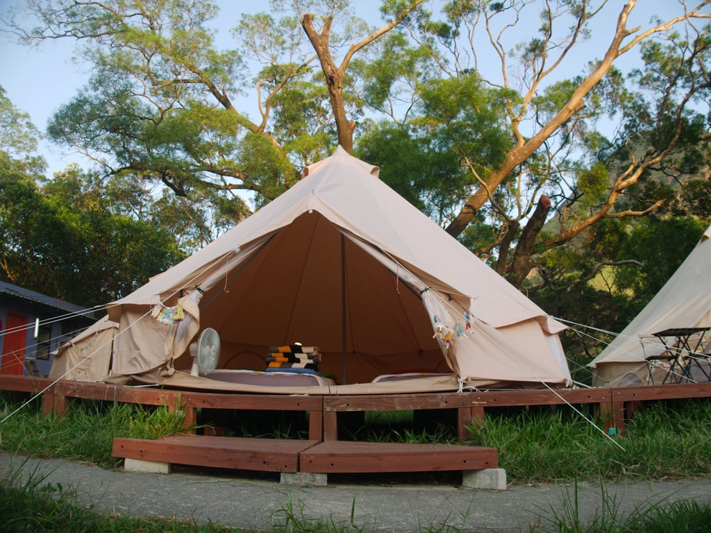 Glamping bell tent at the Youth Hostel Association at Ngong Ping on Lantau Island, Hong Kong. Photo: Stuart Heaver Glamping bell tent at the Youth Hostel Association at Ngong Ping on Lantau Island, Hong Kong. Photo: Stuart Heaver