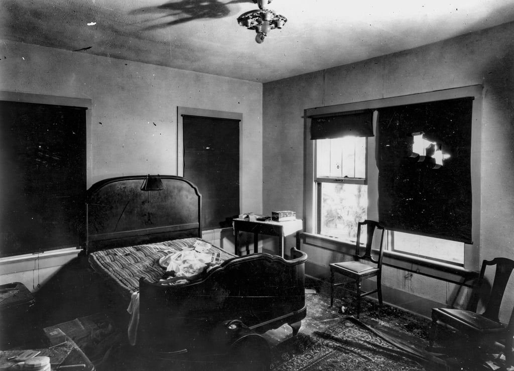 The Ma Barker House in the aftermath of the deadly shoot-out in 1935. Photo: Ma Barker House The Ma Barker House in the aftermath of the deadly shoot-out in 1935. Photo: Ma Barker House