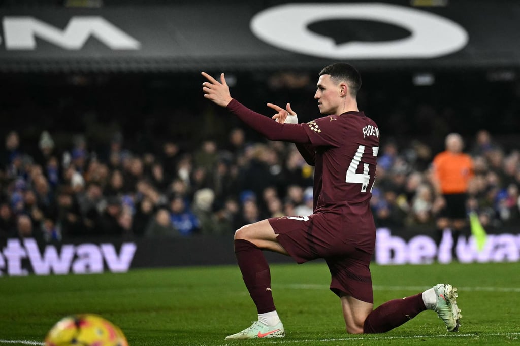 Manchester City’s Phil Foden celebrates after scoring his side’s third against Ipswich. Photo: AFP Manchester City’s Phil Foden celebrates after scoring his side’s third against Ipswich. Photo: AFP