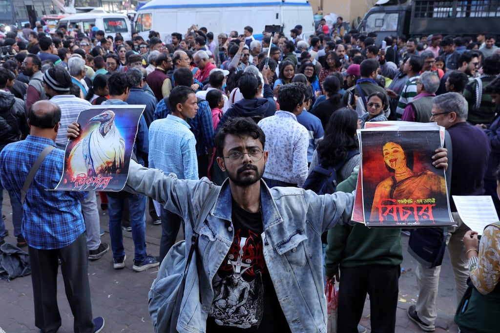 Activists outside the Sessions court in Sealdah, Kolkata on Saturday await the sentencing over the killing of the 31-year-old doctor last year while she was on duty at a hospital. Photo: EPA-EFE Activists outside the Sessions court in Sealdah, Kolkata on Saturday await the sentencing over the killing of the 31-year-old doctor last year while she was on duty at a hospital. Photo: EPA-EFE