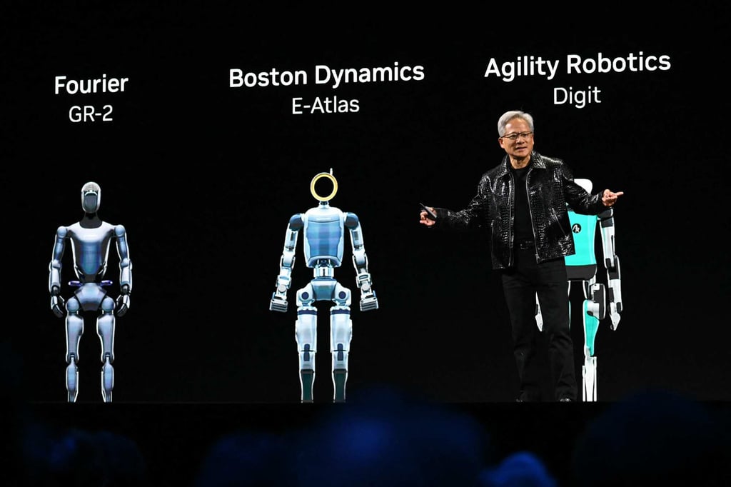 Nvidia CEO Jensen Huang delivers a keynote address at the Consumer Electronics Show in Las Vegas, Nevada, on January 6. Photo: AFP Nvidia CEO Jensen Huang delivers a keynote address at the Consumer Electronics Show in Las Vegas, Nevada, on January 6. Photo: AFP