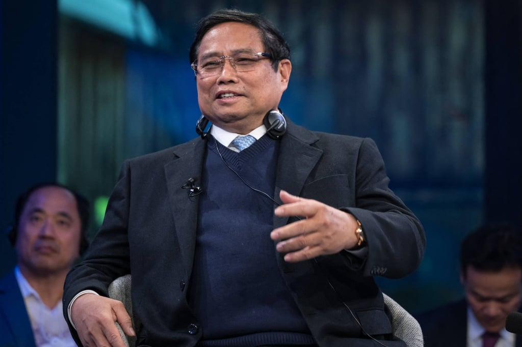 Vietnam’s Prime Minister Pham Minh Chinh speaks at the World Economic Forum in Davos on Tuesday. Photo: AFP Vietnam’s Prime Minister Pham Minh Chinh speaks at the World Economic Forum in Davos on Tuesday. Photo: AFP