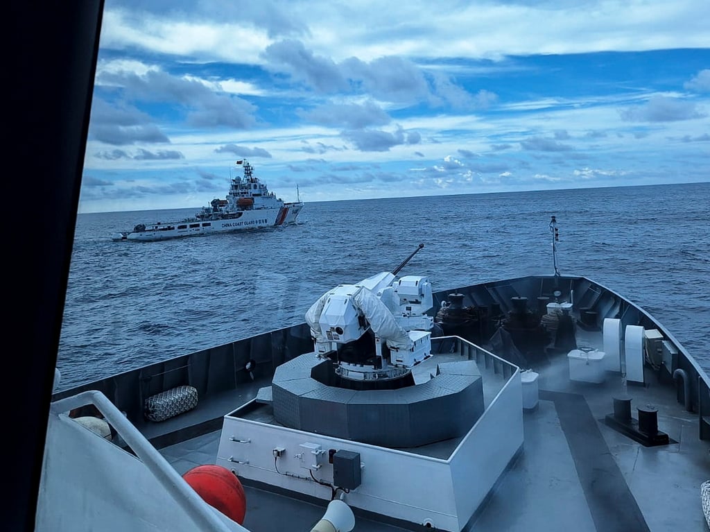 A Chinese coastguard ship sails in Indonesia’s North Natuna Sea in October last year, in this handout photograph from the Indonesian Maritime Security Agency. Photo: Bakamla/EPA-EFE