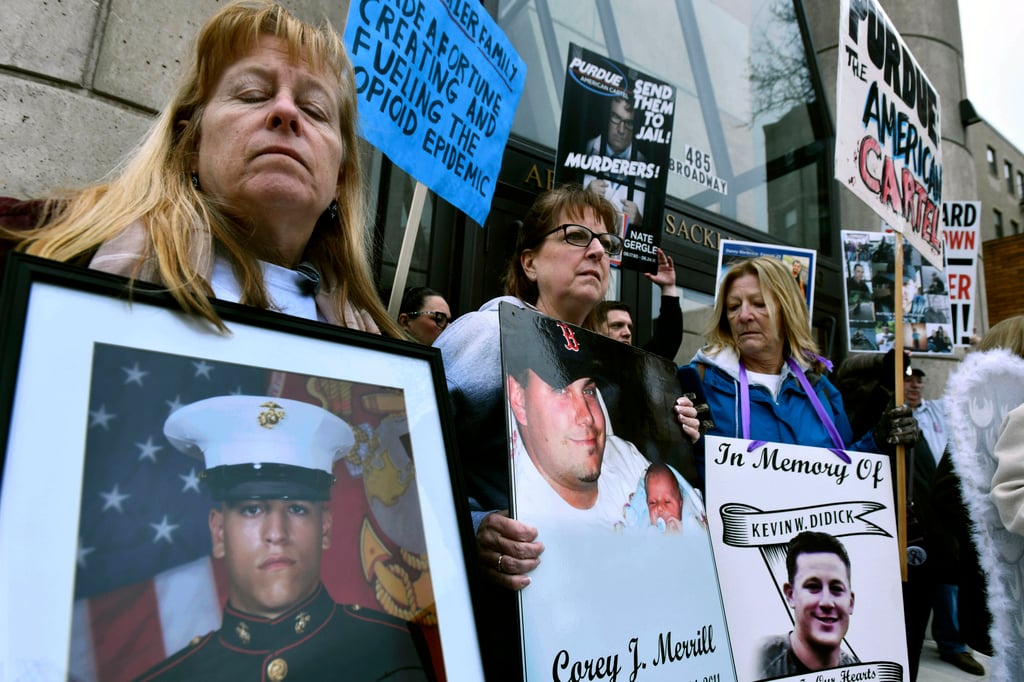 Protesters gather in front of the Arthur M. Sackler Museum at Harvard University in April 2019. Photo: AP