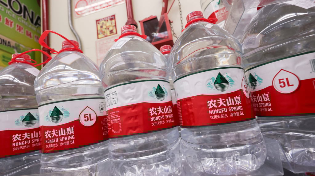 Revenues from Nongfu’s packaged drinking water segment declined by 18.3 per cent to 8.5 billion yuan in the first half of 2024. Photo: Jelly Tse Revenues from Nongfu’s packaged drinking water segment declined by 18.3 per cent to 8.5 billion yuan in the first half of 2024. Photo: Jelly Tse