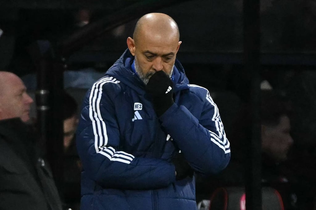 Nottingham Forest manager Nuno Espirito Santo looks dejected during his side’s tough loss at Bournemouth. Photo: AFP