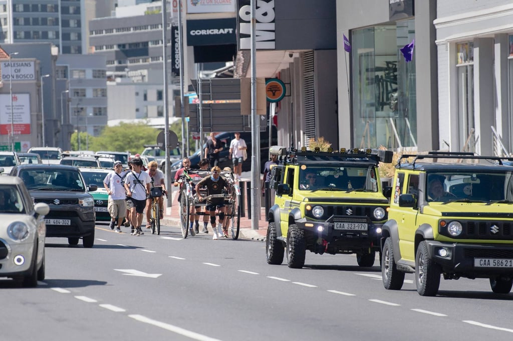 Suzuki amid Sunday traffic in Cape Town near the end of his journey, which took him six months. Photo: AFP