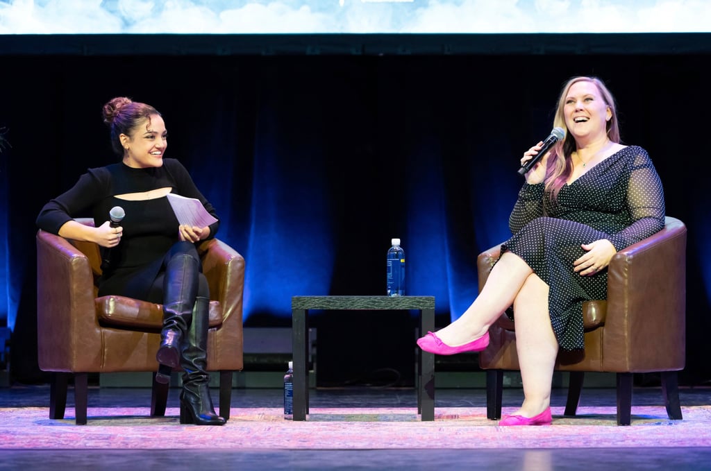 Laurie Hernandez (left) and Rebecca Yarros discuss Yarros’ new book Onyx Storm at The Town Hall, on January 24, 2025. Photo: CJ Rivera/Invision/AP