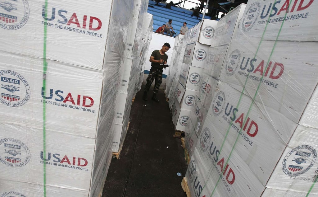 Boxes containing tent material from USAID for Philippine victims of super typhoon Haiyan in 2013. File photo: Reuters