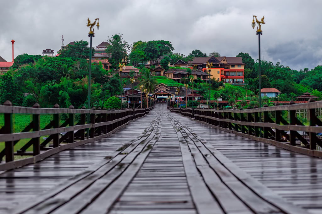 Mon Bridge in Thailand’s Kanchanaburi province, where David Armitage was detained on Friday. Photo: Shutterstock Mon Bridge in Thailand’s Kanchanaburi province, where David Armitage was detained on Friday. Photo: Shutterstock