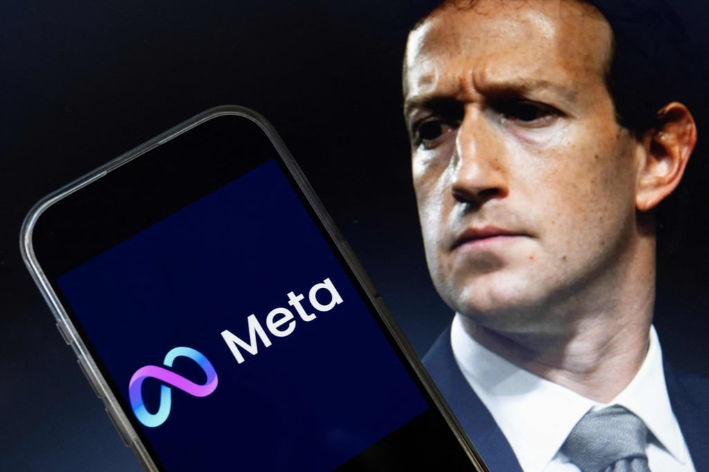 This photo illustration created on January 7, 2025, shows Mark Zuckerberg, CEO of Meta, and the Meta logo. Photo: AFP