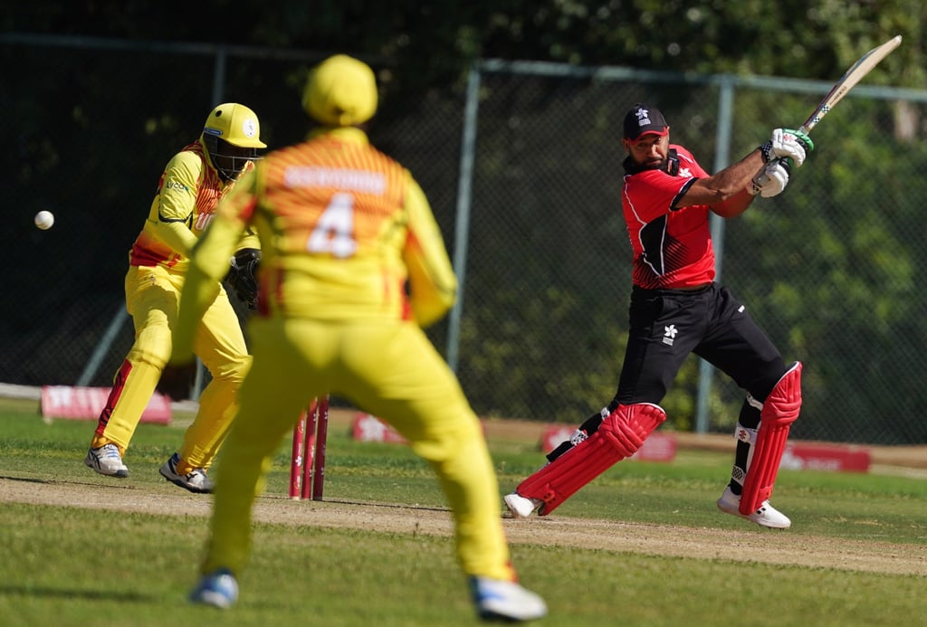 Babar Hayat on his way to 65 against Uganda at Tin Kwong Road Recreation Ground. Photo: Elson Li Babar Hayat on his way to 65 against Uganda at Tin Kwong Road Recreation Ground. Photo: Elson Li