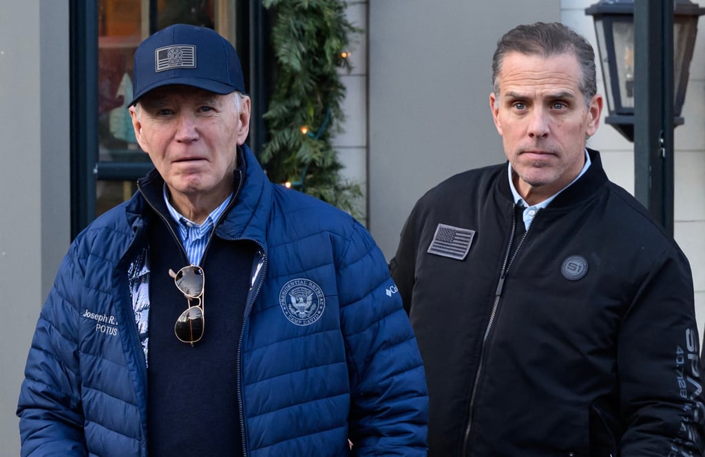 US President Joe Biden and son Hunter Biden go shopping on Nantucket island, Massachusetts, last November. Photo: TNS
