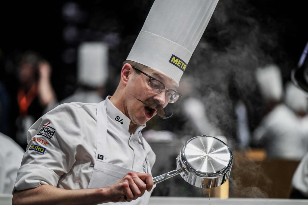 Ismo Sipelainen of Finland competes in the Bocuse d’Or 2025 cooking competition. Photo: AFP