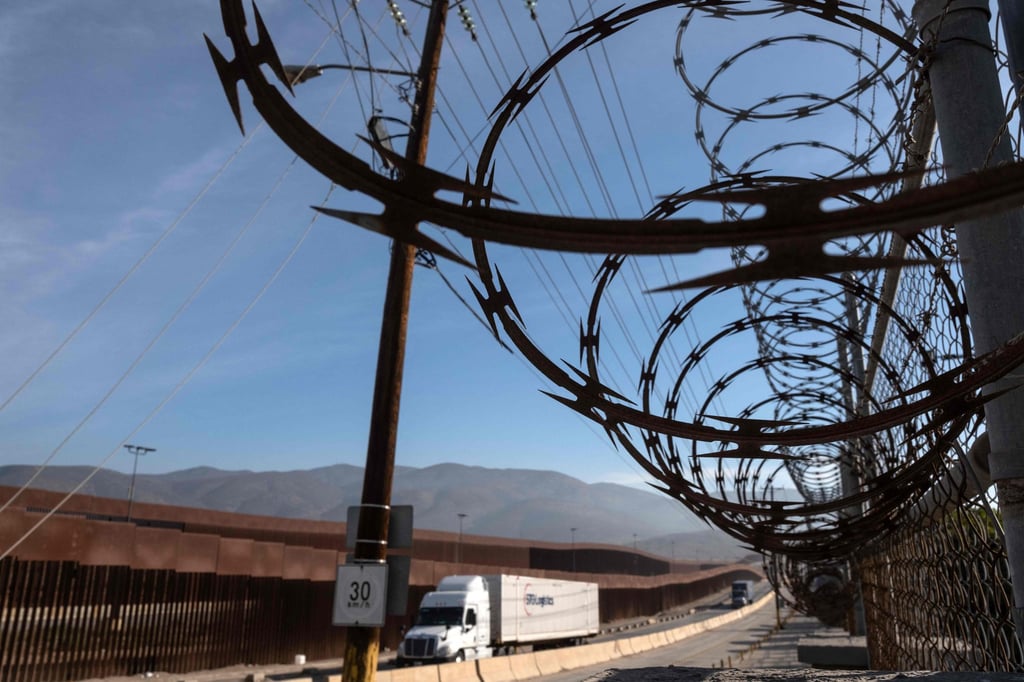 Lorries drive towards the border to cross into the US at Otay commercial port in Tijuana, Mexico’s Baja California state. The US imported more than US$475 billion worth of Mexican products in 2023. Photo: AFP
