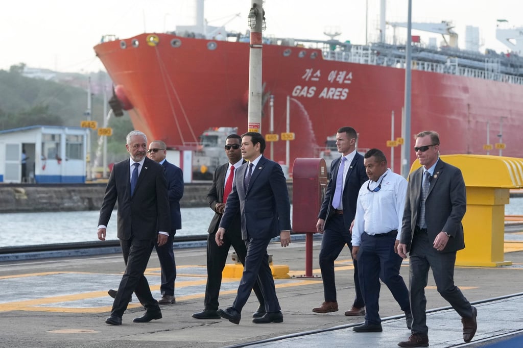 US Secretary of State Marco Rubio tours the Miraflores Locks at the Panama Canal on Sunday. Photo: AP