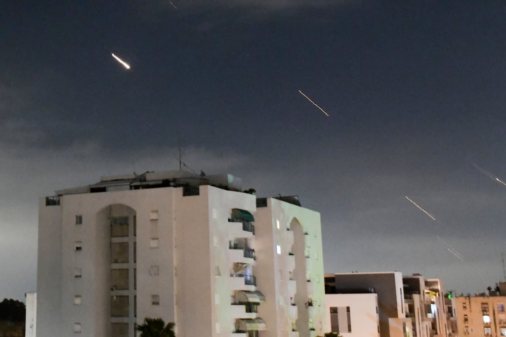 Israel’s Iron Dome air defence system intercepts missiles fired from Iran in April last year. Photo: AP