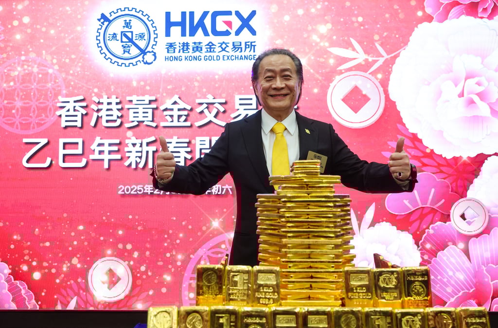 Haywood Cheung Tak-hay, chairman of Hong Kong Gold Exchange, attends the exchange’s opening ceremony for the new lunar year in Sheung Wan on February 3, 2025. Photo: Edmond So Haywood Cheung Tak-hay, chairman of Hong Kong Gold Exchange, attends the exchange’s opening ceremony for the new lunar year in Sheung Wan on February 3, 2025. Photo: Edmond So