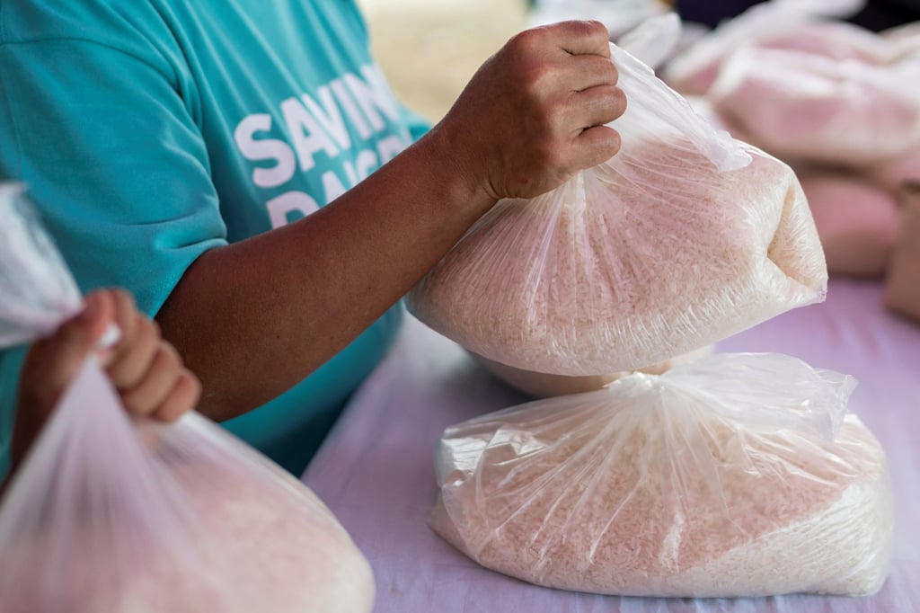 Plastic bags of rice are seen at an event in Batangas province, the Philippines, last year. Photo: Reuters Plastic bags of rice are seen at an event in Batangas province, the Philippines, last year. Photo: Reuters
