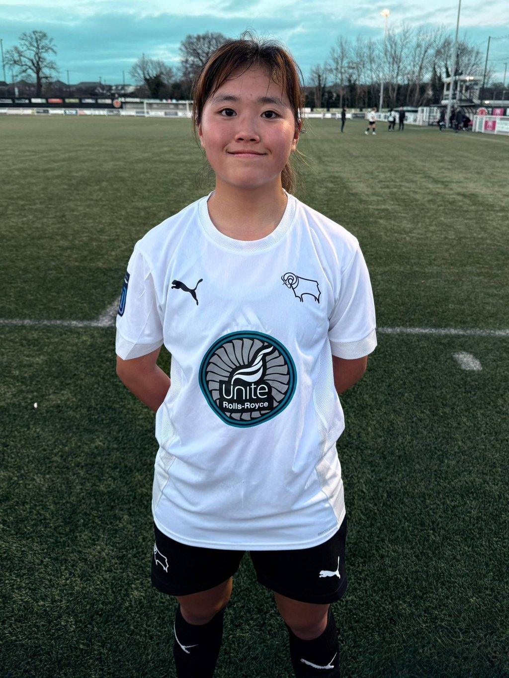Lucia Ko following a match for the Derby County development team. Lucia Ko following a match for the Derby County development team.