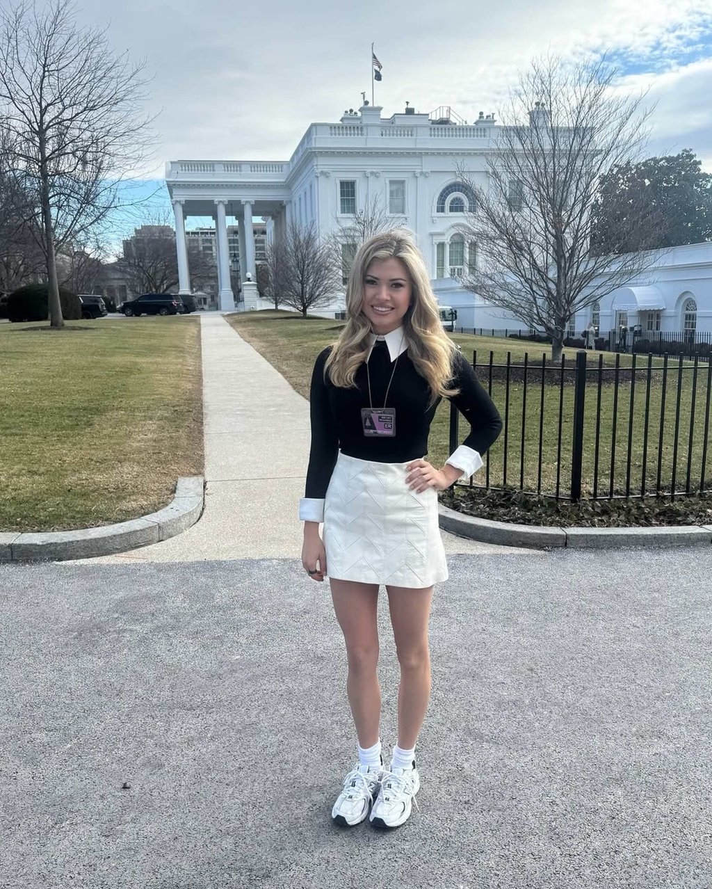 Natalie Winters’ outfit for her first day as a White House correspondent drew backlash from netizens. Photo: @nataliegwinters/Instagram