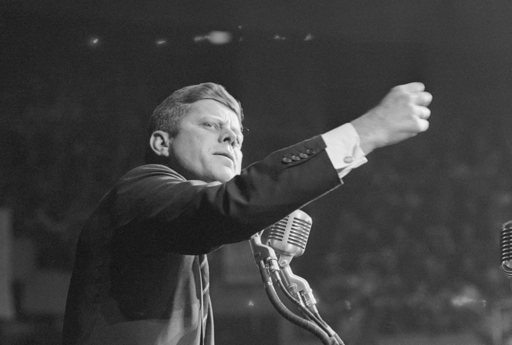 John F. Kennedy was one of many public speakers to rely on the Shure Unidyne 55 mic during rallies and speeches. Photo: Getty Images