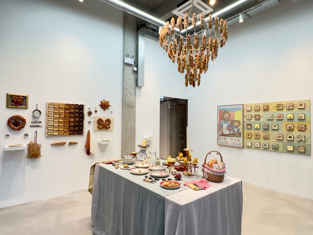 An installation view of “A&G Boulangerie”, an exhibition inspired by bread and butter. Photo: JPS Gallery