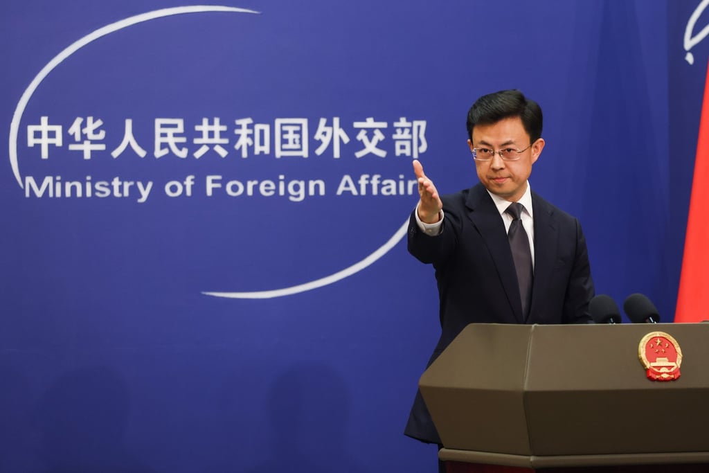 Chinese Ministry of Foreign Affairs spokesman Guo Jiakun speaks at a press conference in Beijing last month. Photo: EPA-EFE Chinese Ministry of Foreign Affairs spokesman Guo Jiakun speaks at a press conference in Beijing last month. Photo: EPA-EFE