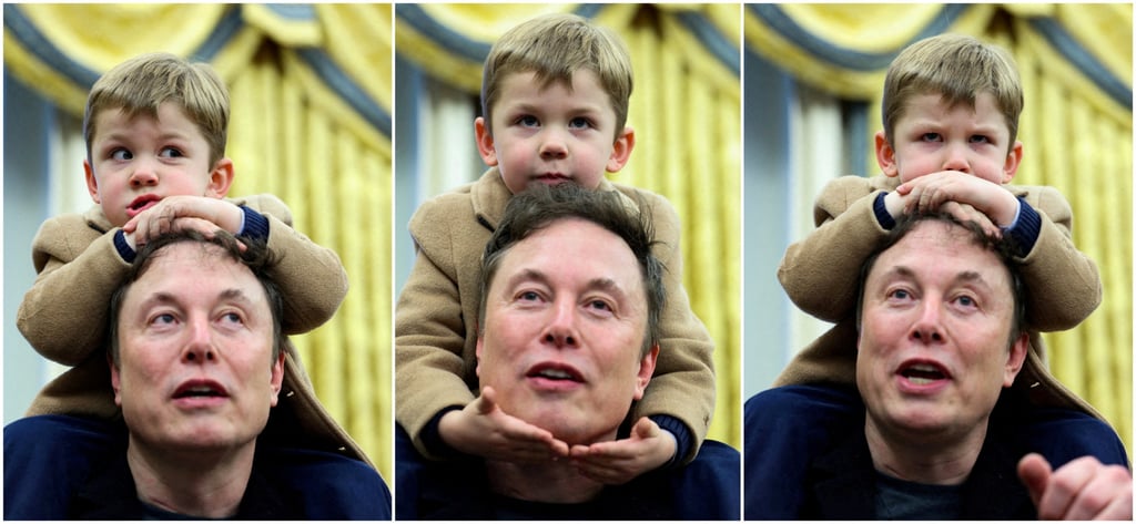 Elon Musk speaks as he carries his son, X Æ A-12 on his shoulders in the Oval Office of the White House on Tuesday. Photos: Reuters Elon Musk speaks as he carries his son, X Æ A-12 on his shoulders in the Oval Office of the White House on Tuesday. Photos: Reuters